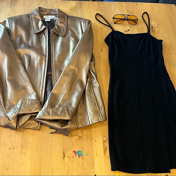 100% REAL Leather Jacket: Gold - Picture 1 of 3